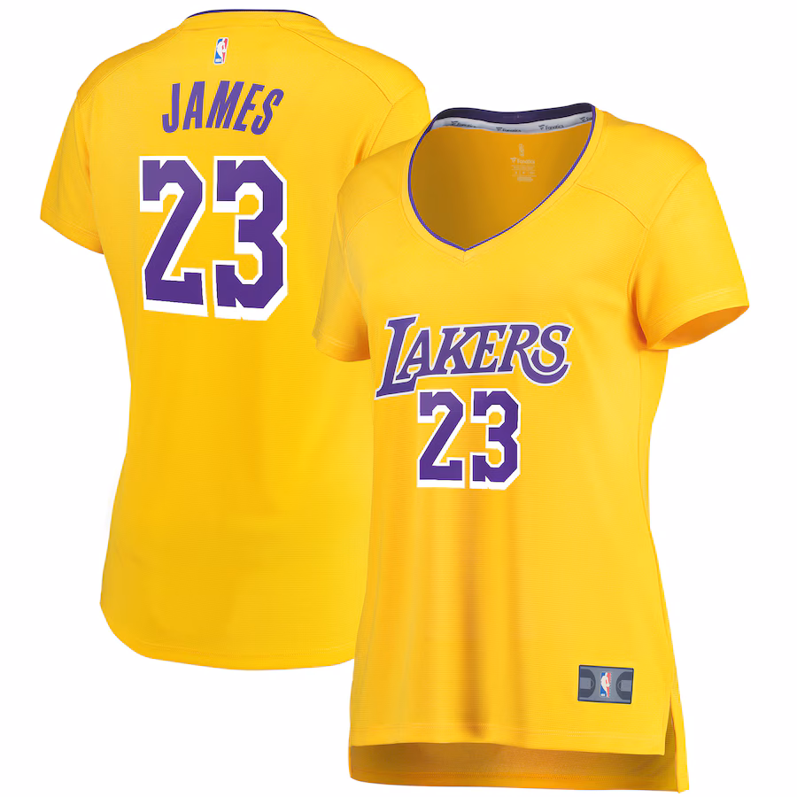 Women's Los Angeles Lakers LeBron James Fanatics Gold Fast Break Replica Jersey - Icon Edition - Puhuasuan