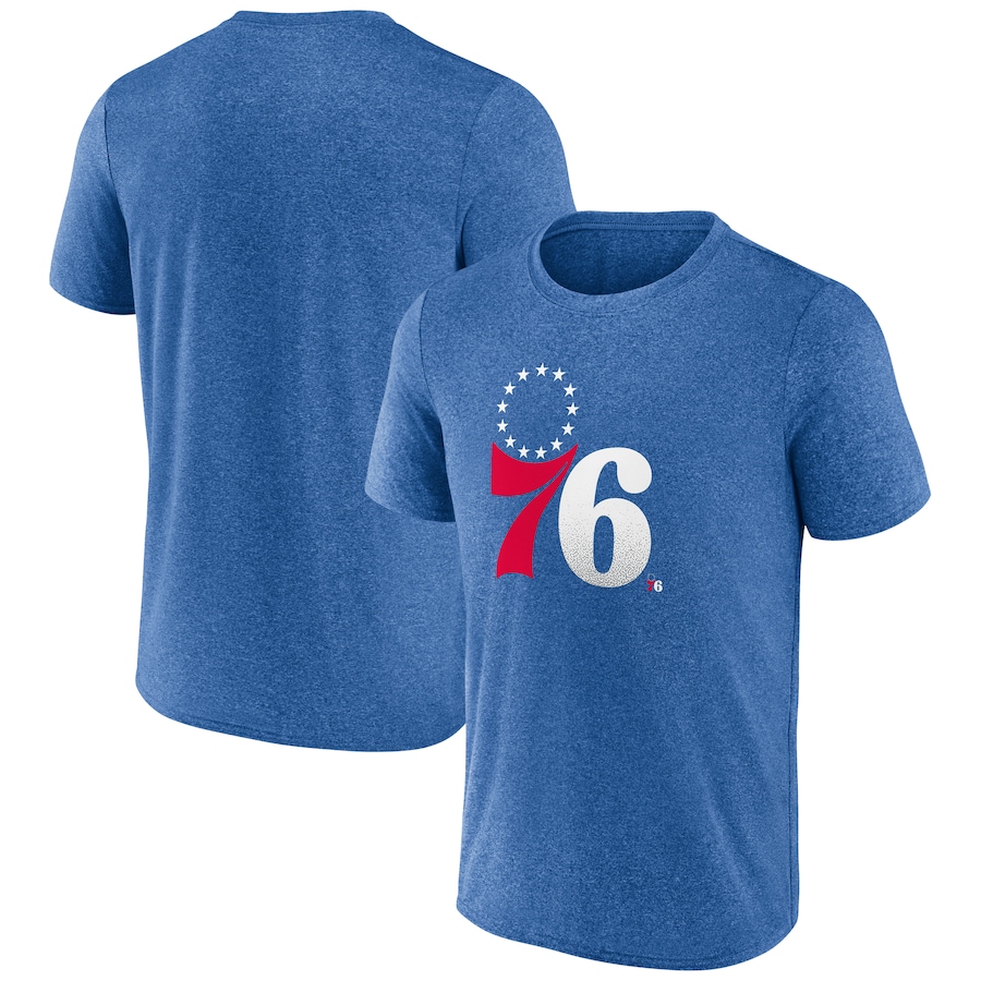 Men's Philadelphia 76ers Fanatics Heather Royal Iconic Overtime T-Shirt - Puhuasuan