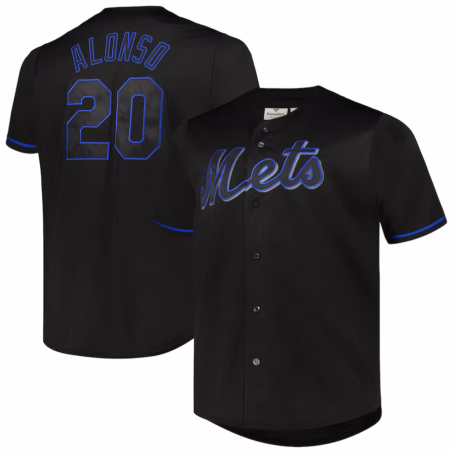 Men's New York Mets Pete Alonso Black Big & Tall Pop Fashion Jersey - Puhuasuan