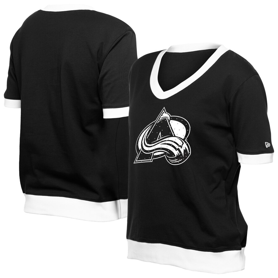 Women's Colorado Avalanche New Era Black Game Day Rhinestuds T-Shirt - Puhuasuan