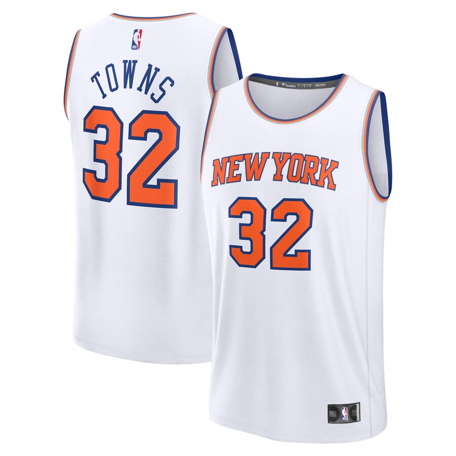 Men's New York Knicks Karl-Anthony Towns Fanatics White Fast Break Replica Player Jersey - Association Edition - Puhuasuan