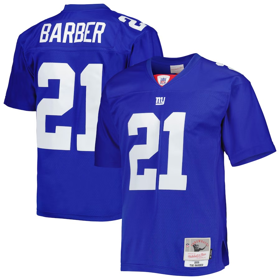 Men's New York Giants Tiki Barber Mitchell & Ness Royal Legacy Replica Jersey - Puhuasuan