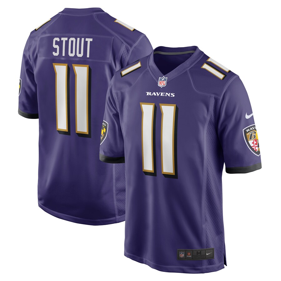 Men's Baltimore Ravens Jordan Stout Nike Purple Player Game Jersey - Puhuasuan