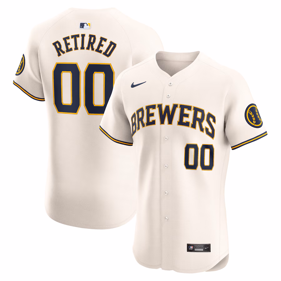 Men's Milwaukee Brewers Nike Cream Home Elite Pick-A-Player Retired Roster Jersey - Puhuasuan