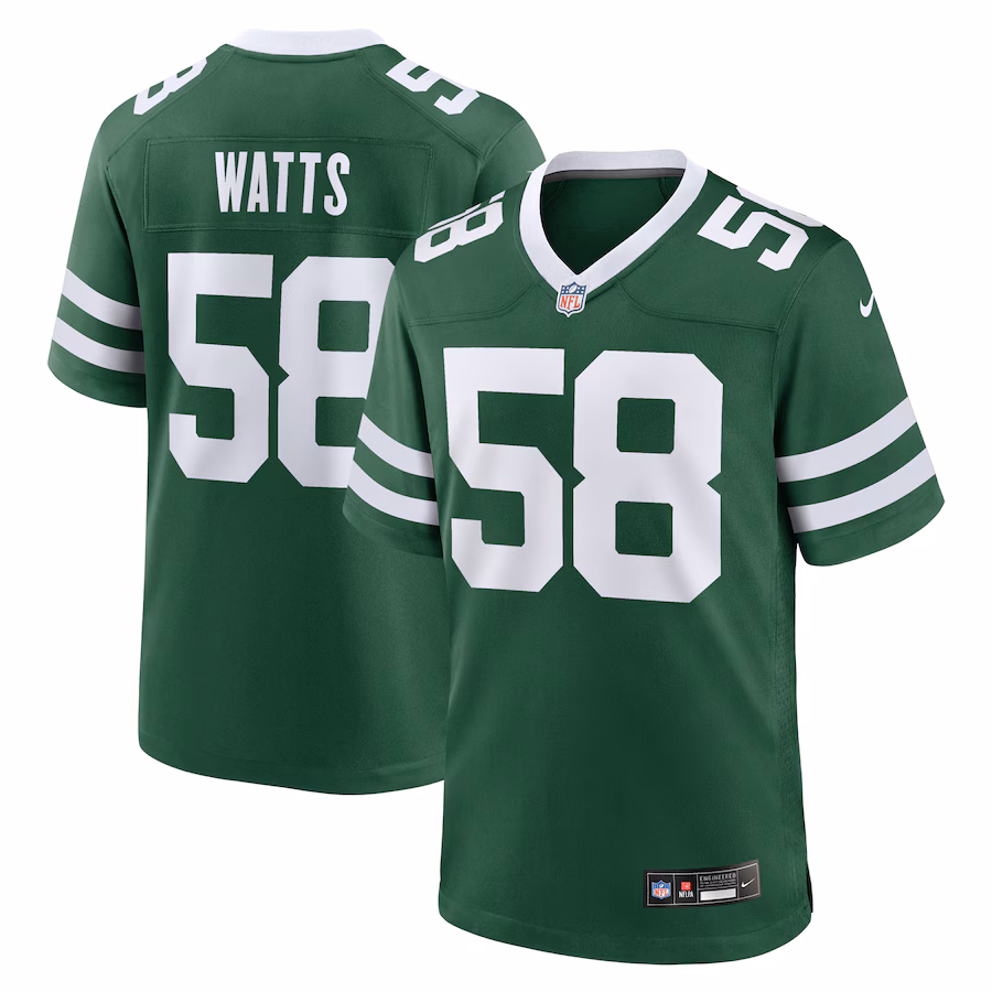 Men's New York Jets Eric Watts Nike Legacy Green Team Game Jersey - Puhuasuan
