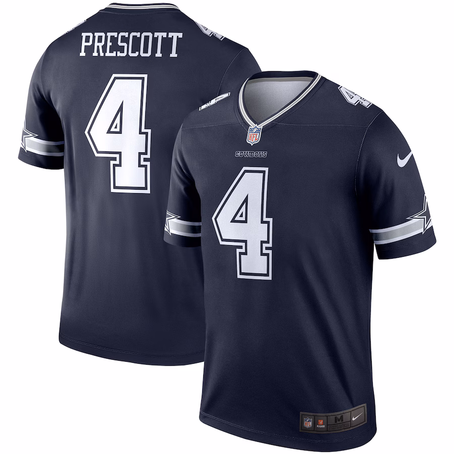 Men's Dallas Cowboys Dak Prescott Nike Navy Team Legend Player Performance Top - Puhuasuan