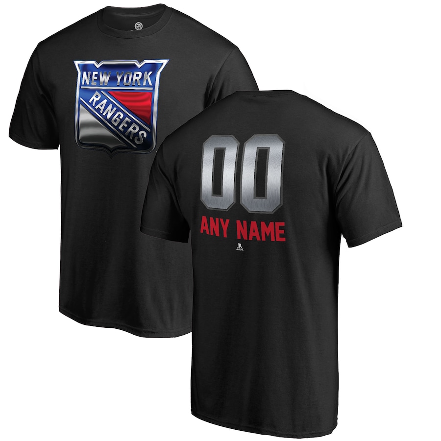 Men's New York Rangers Black Personalized Midnight Mascot T-Shirt - Puhuasuan