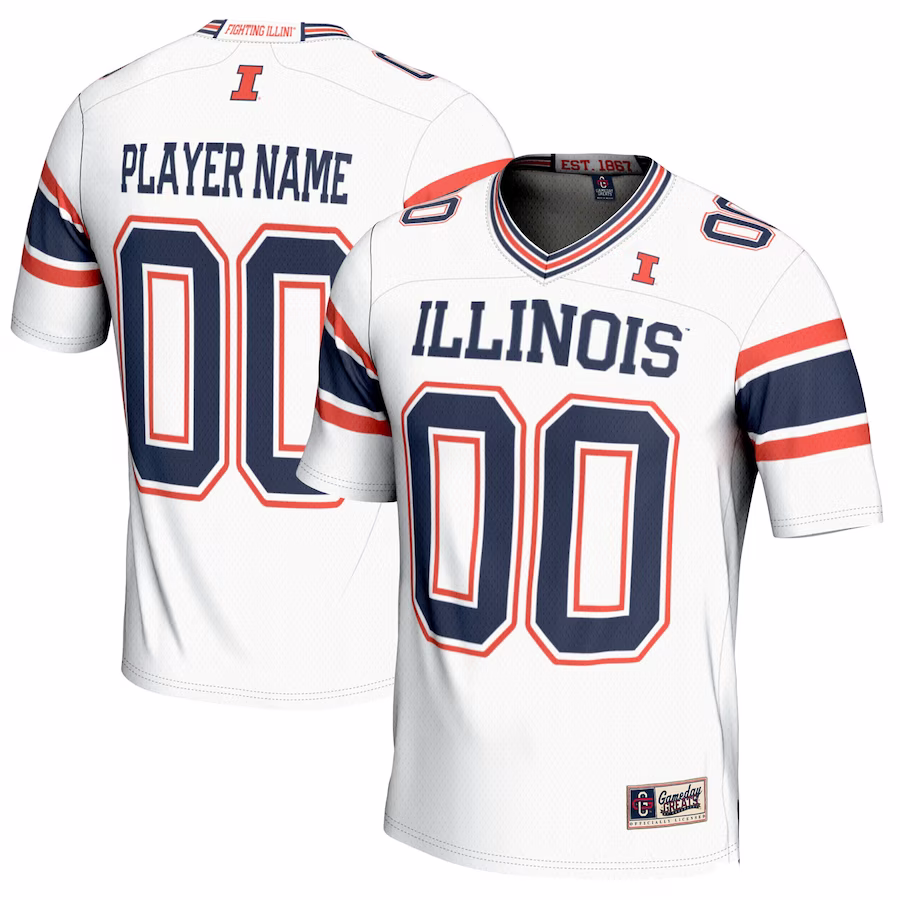 Illinois Fighting Illini GameDay Greats NIL Pick-A-Player Football Jersey - White - Puhuasuan