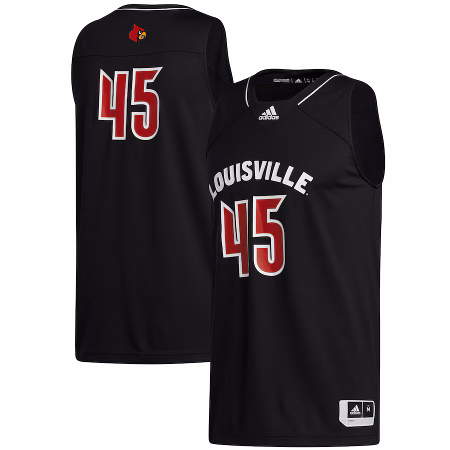 Men's adidas #45 Black Louisville Cardinals Swingman Jersey - Puhuasuan