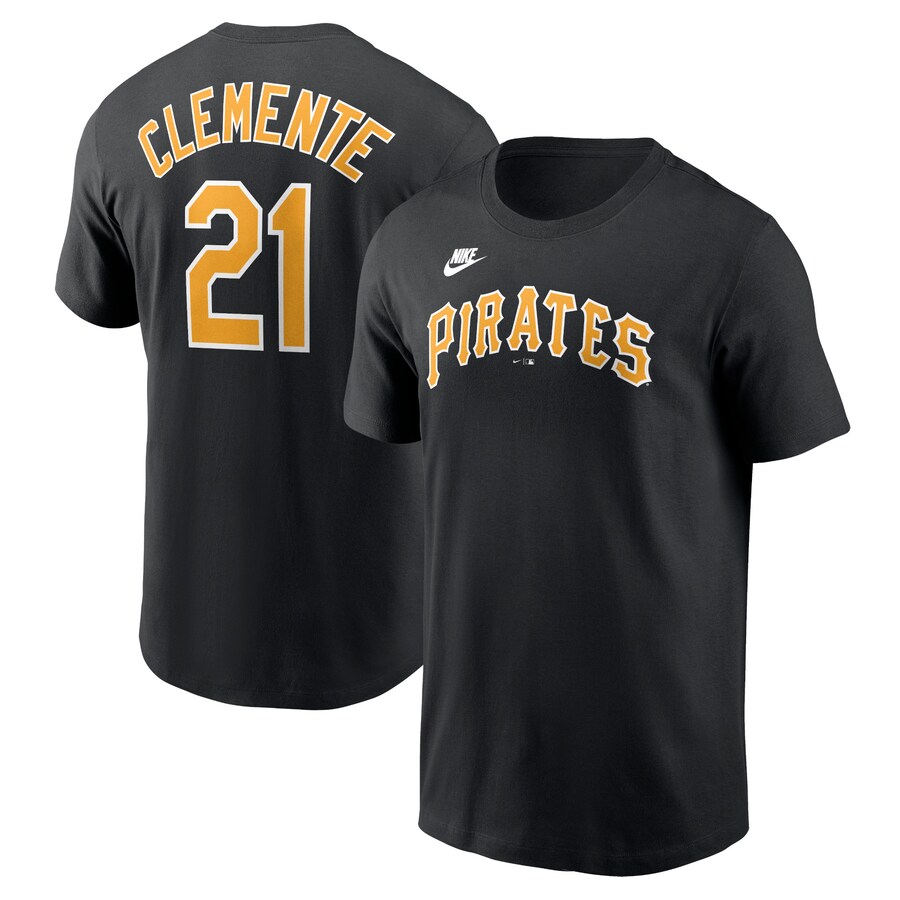 Men's Pittsburgh Pirates Roberto Clemente Nike Black Fuse Name & Number T-Shirt - Puhuasuan