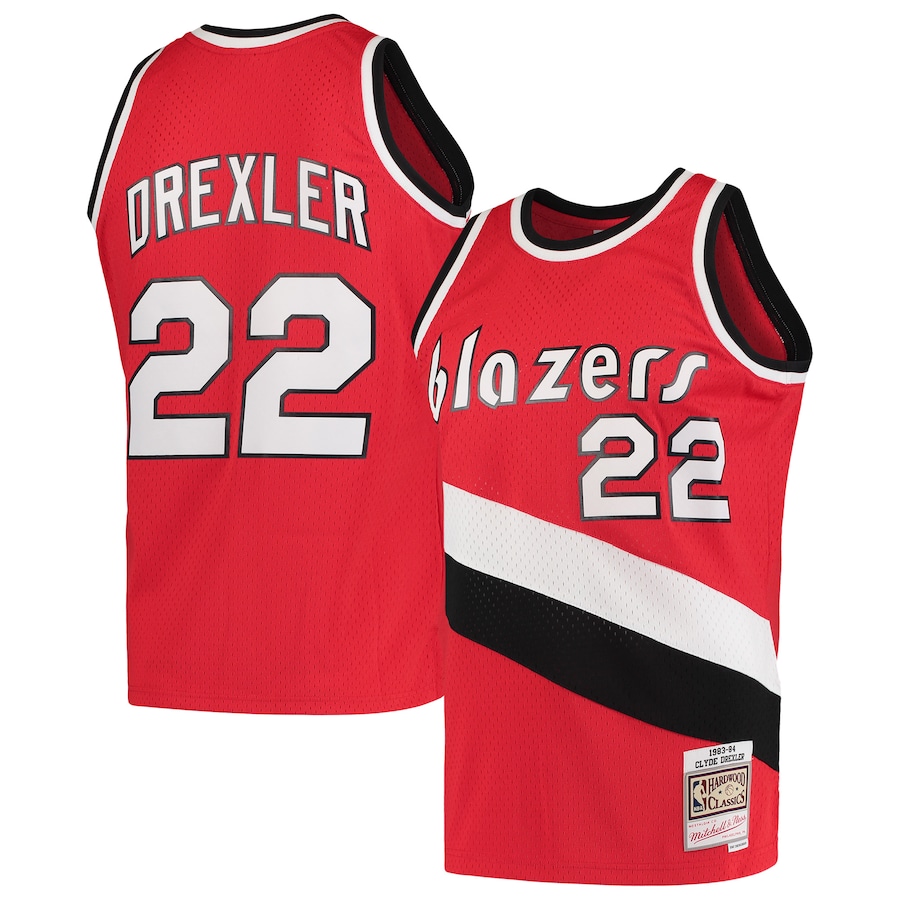 Men's Portland Trail Blazers Clyde Drexler Mitchell & Ness Red 1983/84 Hardwood Classics Swingman Jersey - Puhuasuan