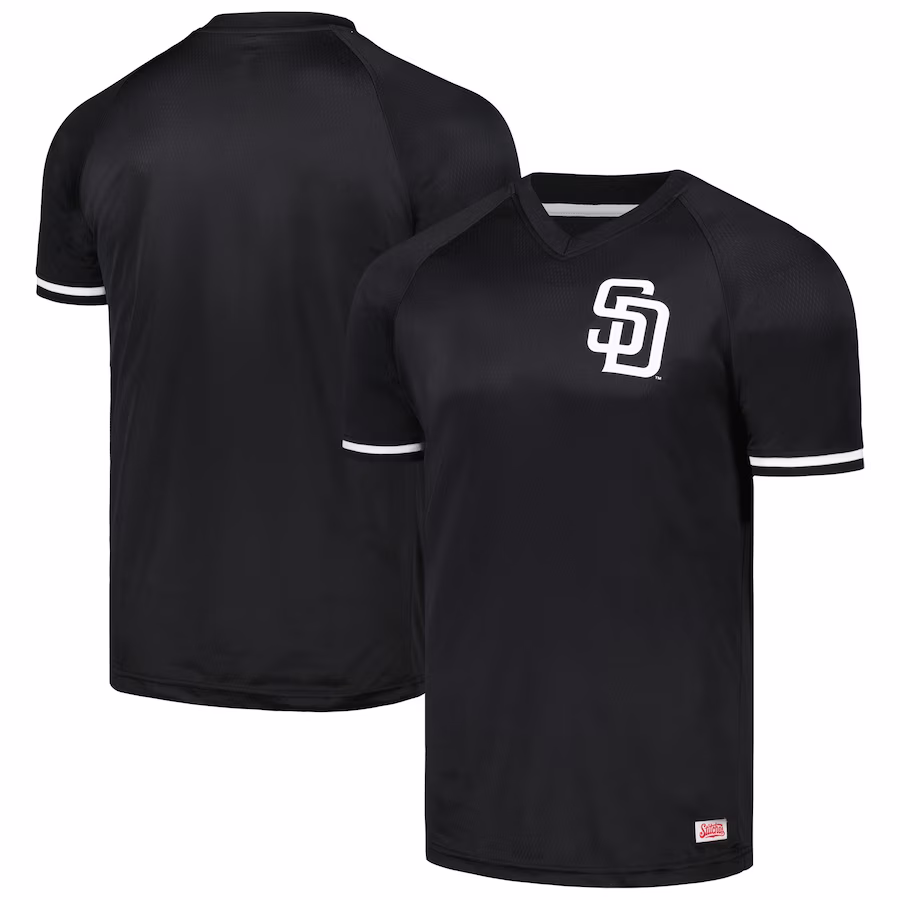 Men's San Diego Padres Stitches Black Raglan V-Neck Jersey - Puhuasuan