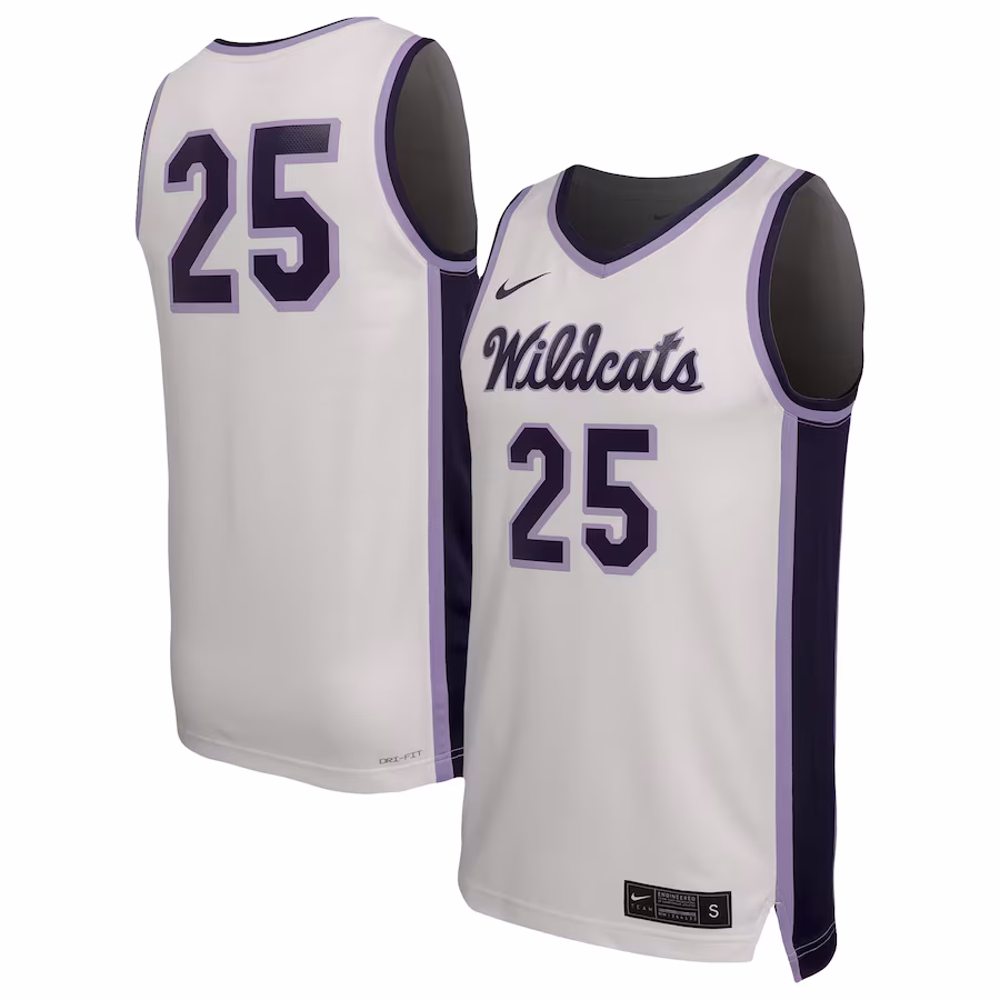 Men's Nike #25 White Kansas State Wildcats Replica Basketball Jersey - Puhuasuan