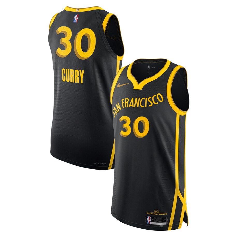 Men's Golden State Warriors Stephen Curry Nike Black  Authentic Jersey - City Edition - Puhuasuan