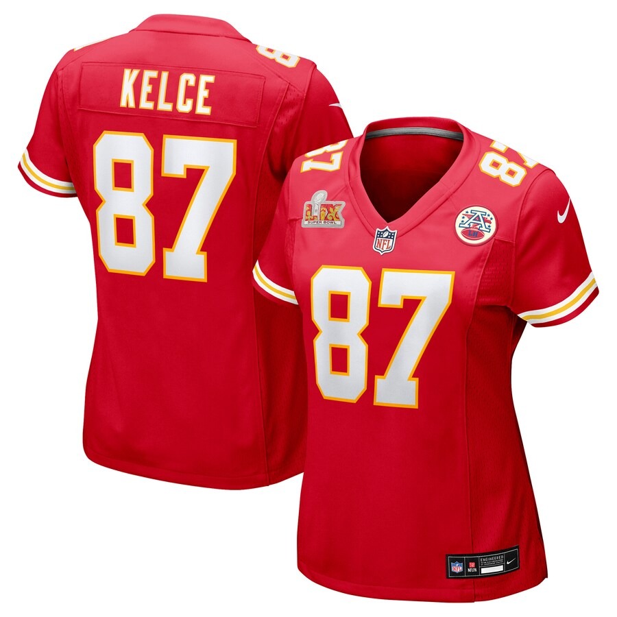 Women's Kansas City Chiefs Travis Kelce Nike Red Super Bowl LIX Game Jersey - Puhuasuan