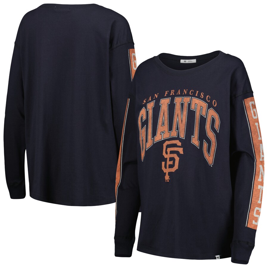 Women's San Francisco Giants '47 Black Statement Long Sleeve T-Shirt - Puhuasuan