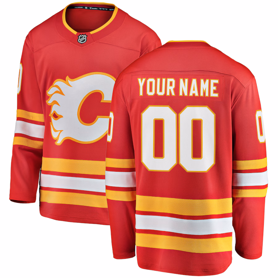 Men's Calgary Flames Fanatics Red Home Breakaway Custom Jersey - Puhuasuan
