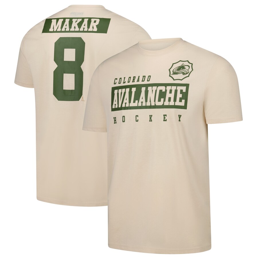 Men's Colorado Avalanche Cale Makar Levelwear Khaki 2024 NHL Military Appreciation Richmond Delta Player Name & Number T-Shirt - Puhuasuan