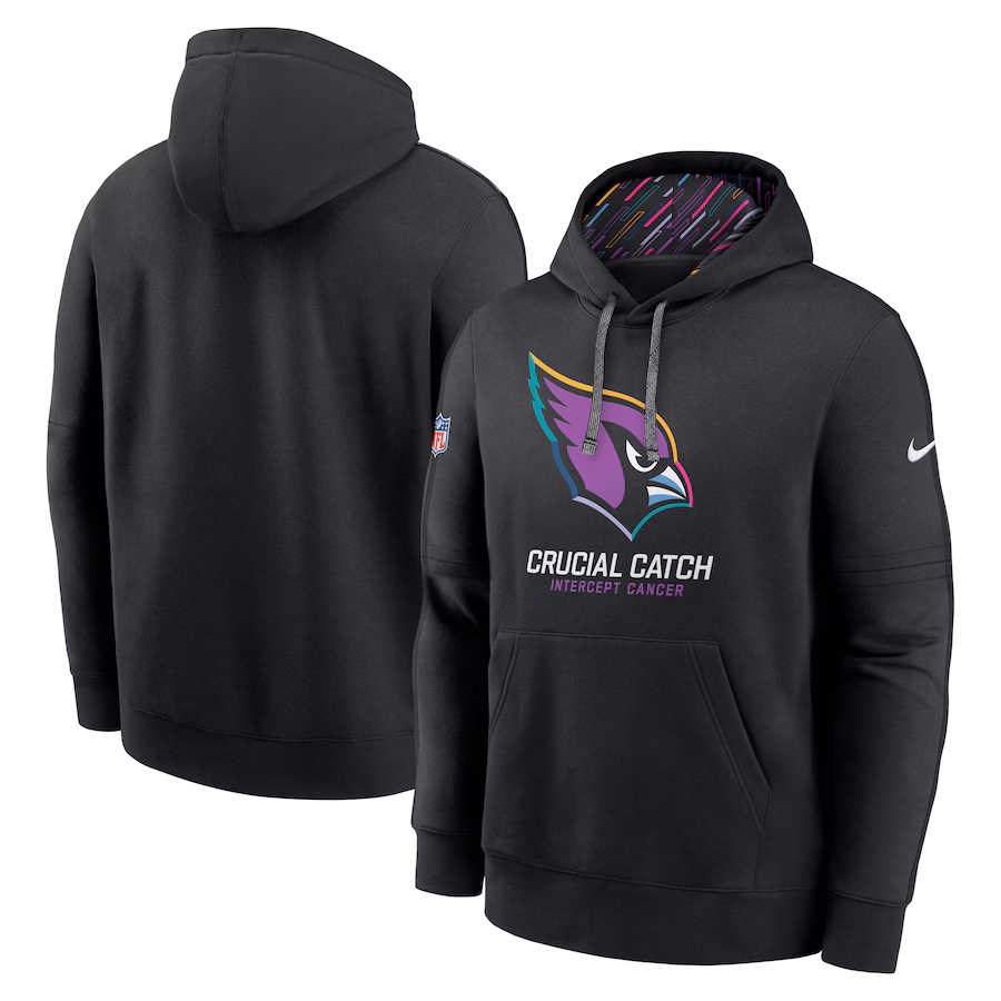 Men's Arizona Cardinals Nike Black 2024 NFL Crucial Catch Club Pullover Hoodie - Puhuasuan