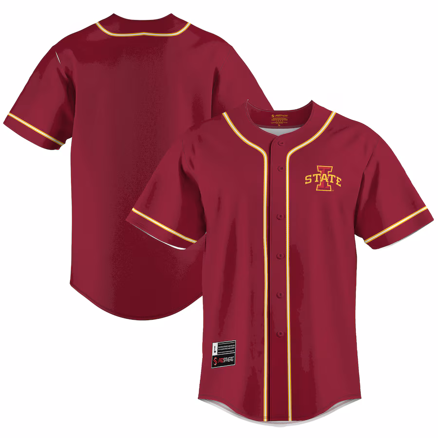 Men's GameDay Greats  Cardinal Iowa State Cyclones  Lightweight Baseball Jersey - Puhuasuan