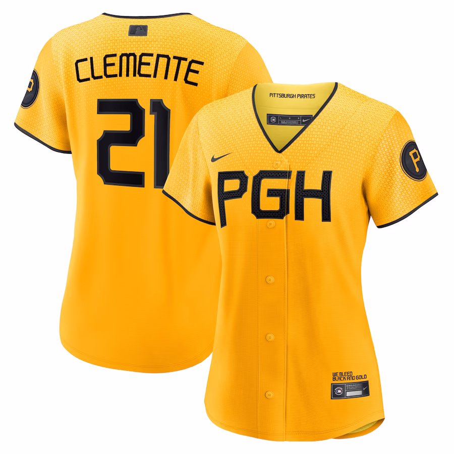 Women's Pittsburgh Pirates Roberto Clemente Nike Gold City Connect Replica Player Jersey - Puhuasuan
