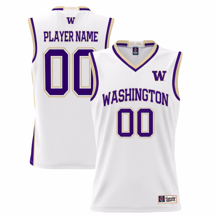Washington Huskies GameDay Greats Youth NIL Pick-A-Player Lightweight Basketball Jersey - White - Puhuasuan