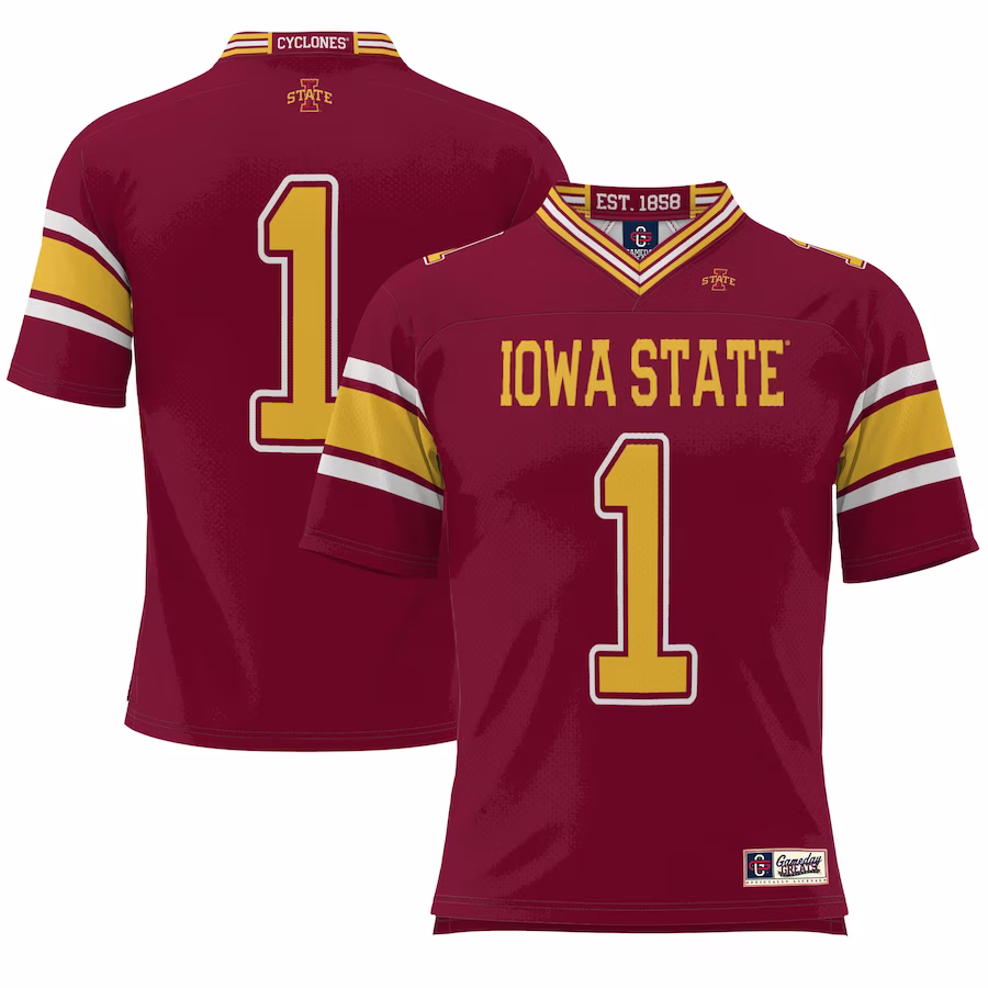 #1 Iowa State Cyclones GameDay Greats Youth Endzone Football Jersey - Cardinal - Puhuasuan