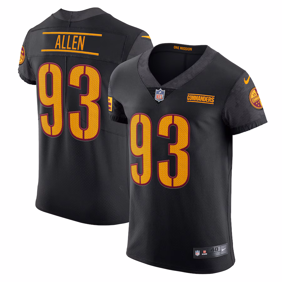 Men's Washington Commanders Jonathan Allen Nike Black Alternate Vapor Elite Jersey - Puhuasuan