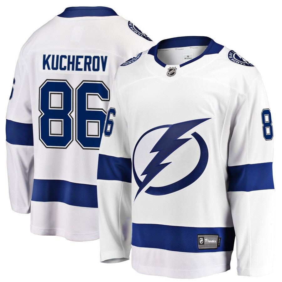Men's Tampa Bay Lightning Nikita Kucherov Fanatics Branded White Away Premier Breakaway Player Jersey - Puhuasuan