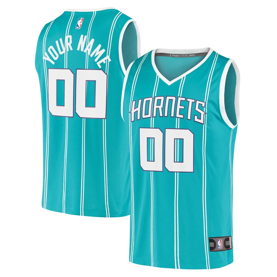 Men's Charlotte Hornets Fanatics Teal Fast Break Replica Custom Jersey - Icon Edition - Puhuasuan