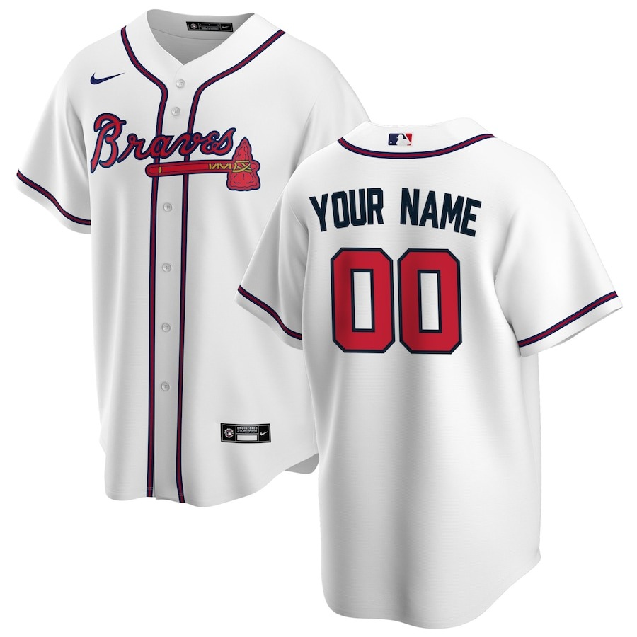 Men's Atlanta Braves Nike White Home Replica Custom Jersey - Puhuasuan