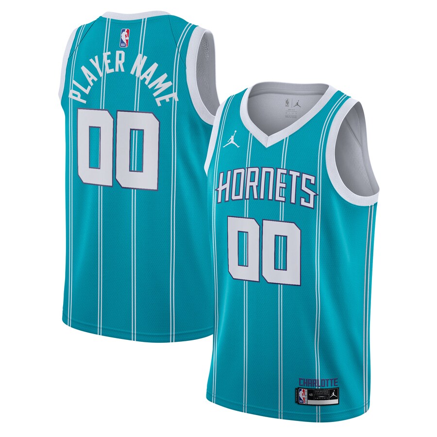 Men's Charlotte Hornets Jordan Brand Teal 2020/21 Swingman Custom Jersey - Icon Edition - Puhuasuan
