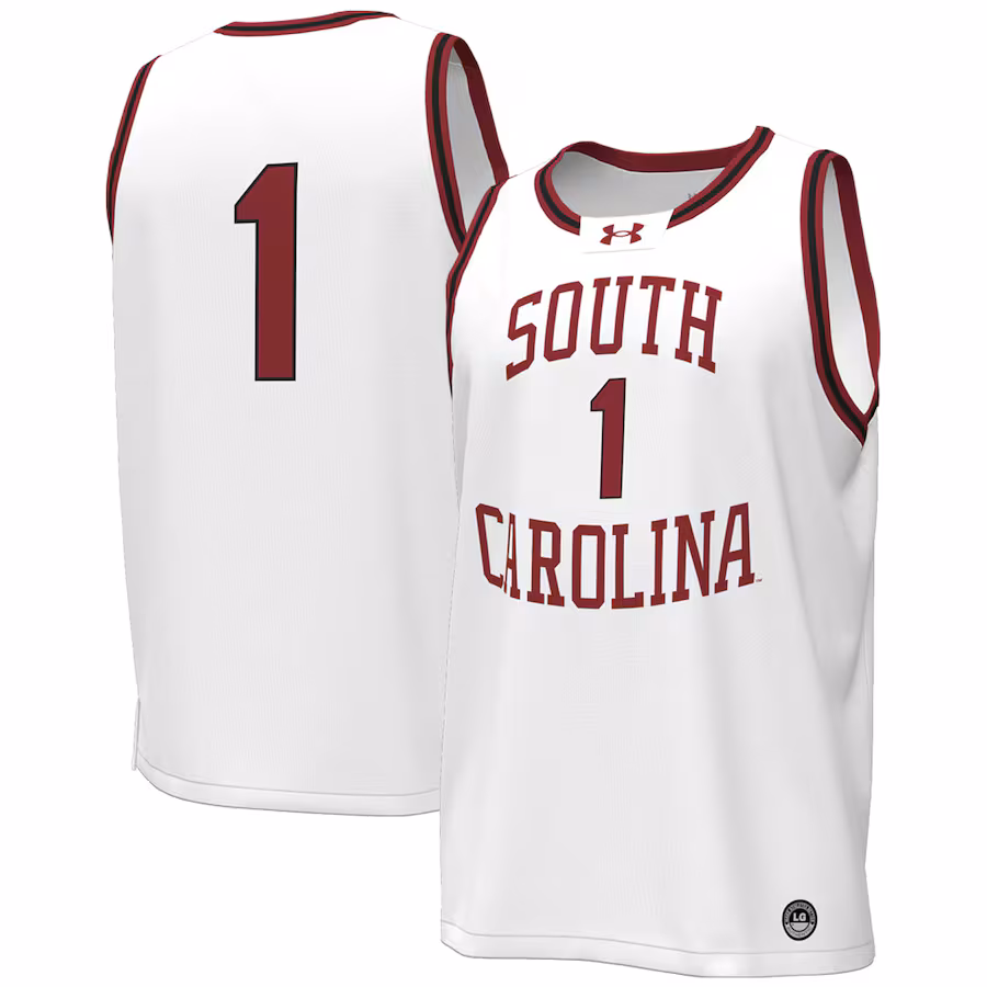 Men's Under Armour #1 White South Carolina Gamecocks Throwback Replica Basketball Jersey - Puhuasuan