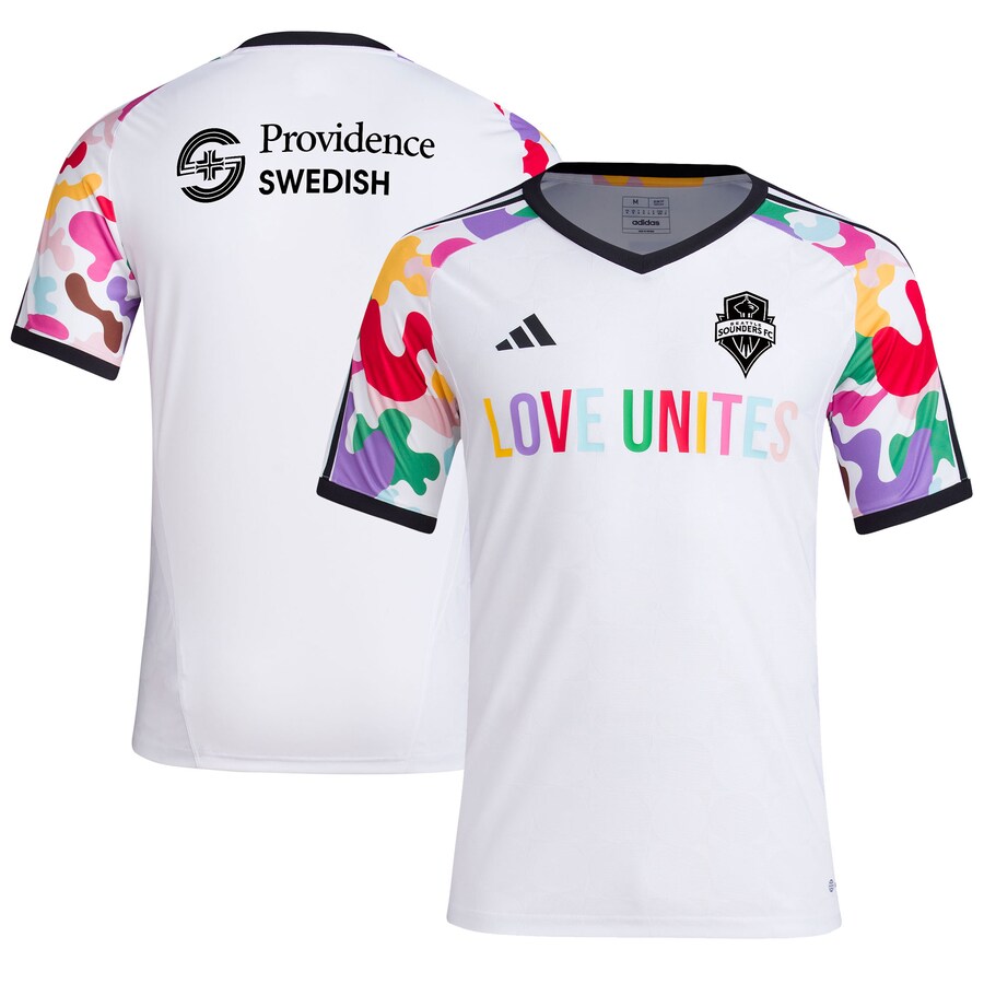 Men's Seattle Sounders FC  adidas White 2023 Pride Pre-Match Top - Puhuasuan