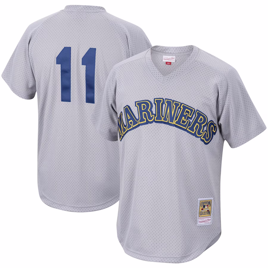 Men's Seattle Mariners Edgar Martinez Mitchell & Ness Charcoal Cooperstown Collection Mesh Batting Practice Jersey - Puhuasuan