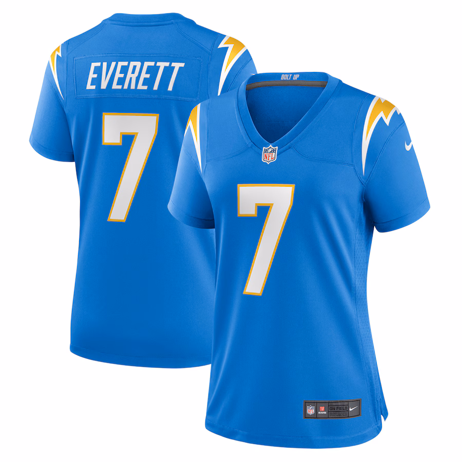 Women's Los Angeles Chargers Gerald Everett Nike Powder Blue Player Game Jersey - Puhuasuan
