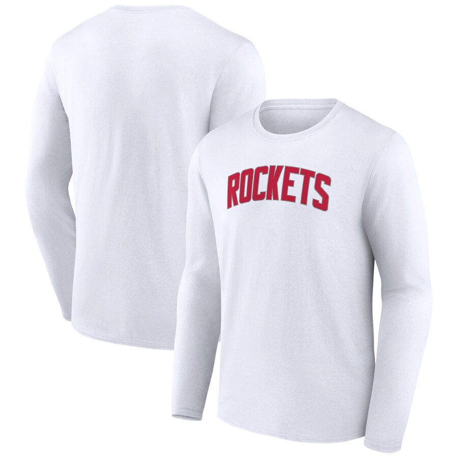 Men's Houston Rockets White Alternate Logo Long Sleeve T-Shirt - Puhuasuan