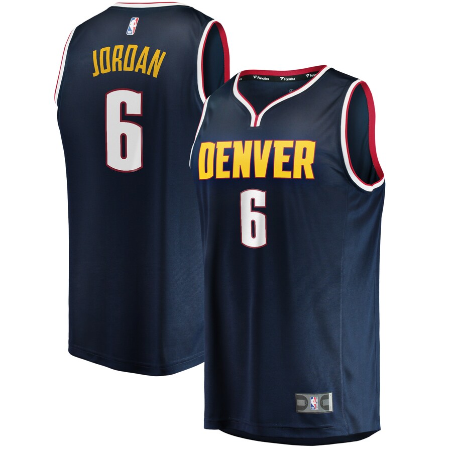 Men's Denver Nuggets DeAndre Jordan Fanatics Navy Fast Break Player Jersey - Icon Edition - Puhuasuan