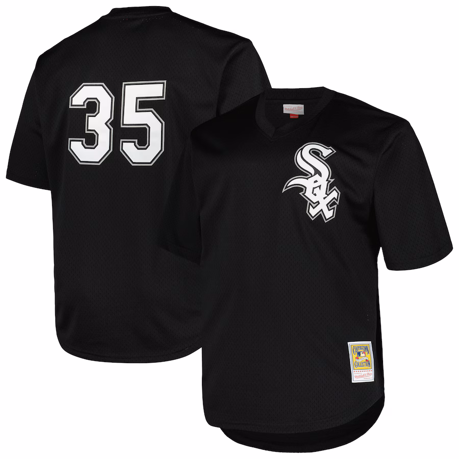 Men's Chicago White Sox Frank Thomas Profile Black Big & Tall Cooperstown Collection Mesh Batting Practice Jersey - Puhuasuan