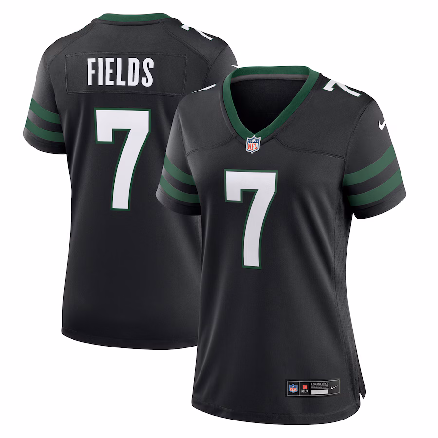 Women's New York Jets Justin Fields Nike Black Alternate Game Jersey - Puhuasuan