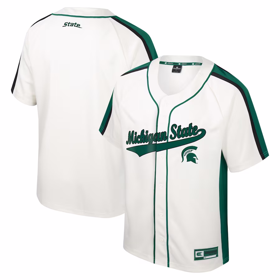 Michigan State Spartans Colosseum Ruth Button-Up Baseball Jersey - Cream - Puhuasuan