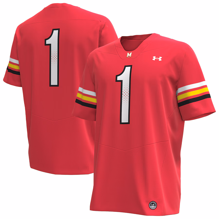 Men's Under Armour #1 Red Maryland Terrapins Replica Football Jersey - Puhuasuan