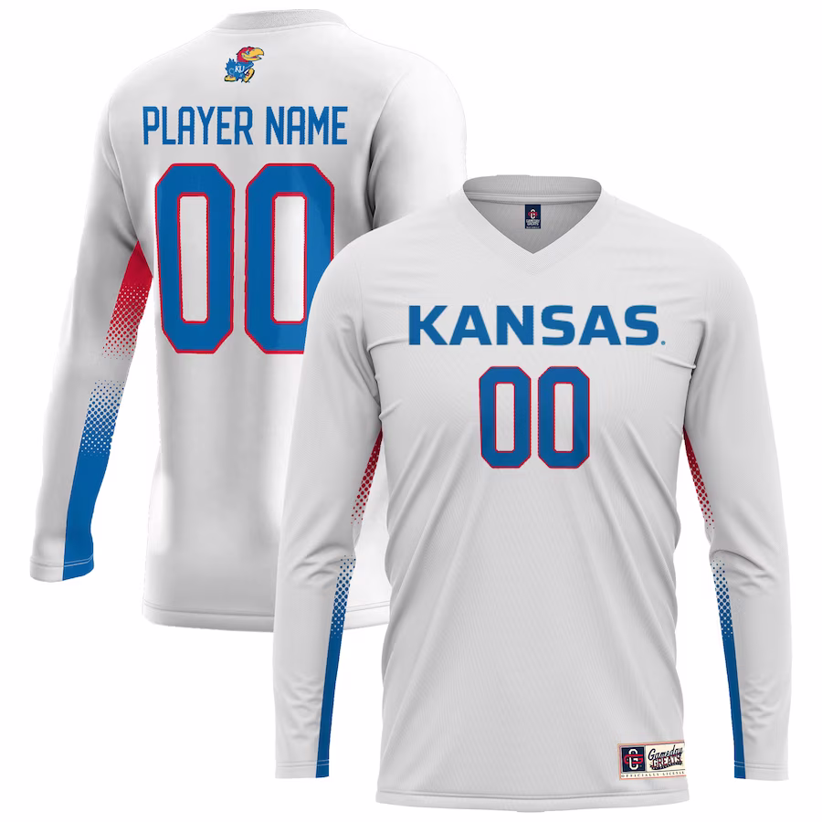 Kansas Jayhawks GameDay Greats Unisex NIL Pick-A-Player Lightweight Volleyball Jersey - White - Puhuasuan