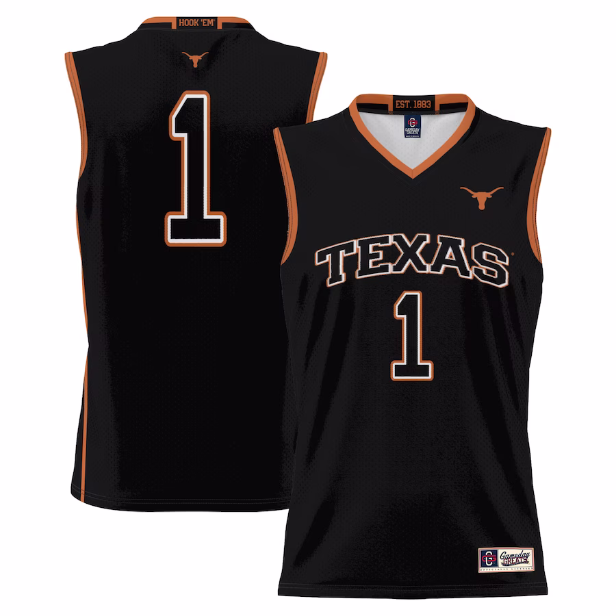 #1 Texas Longhorns GameDay Greats Replica Lightweight Basketball Jersey - Black - Puhuasuan