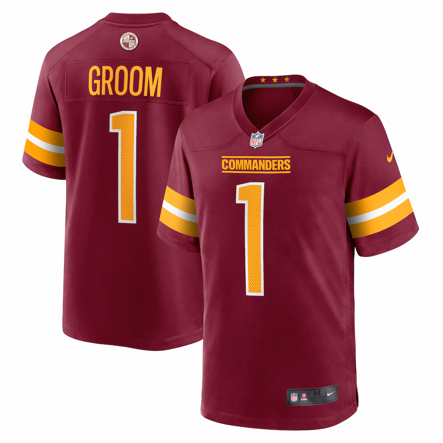 Men's Washington Commanders Number 1 Groom Nike Burgundy Game Jersey - Puhuasuan