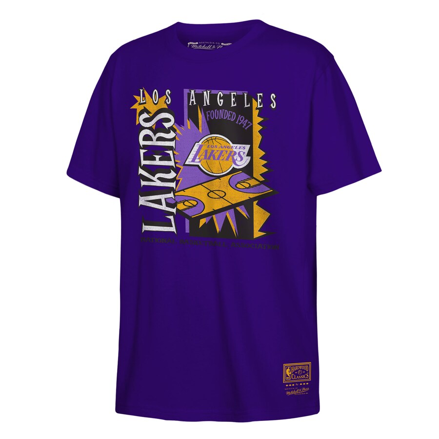 Youth Los Angeles Lakers Mitchell & Ness Purple Retro '90s Poster T-Shirt - Puhuasuan