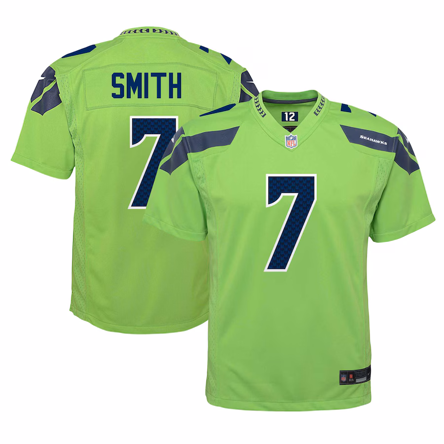 Youth Seattle Seahawks Geno Smith Nike Neon Green Alternate Player Game Jersey - Puhuasuan