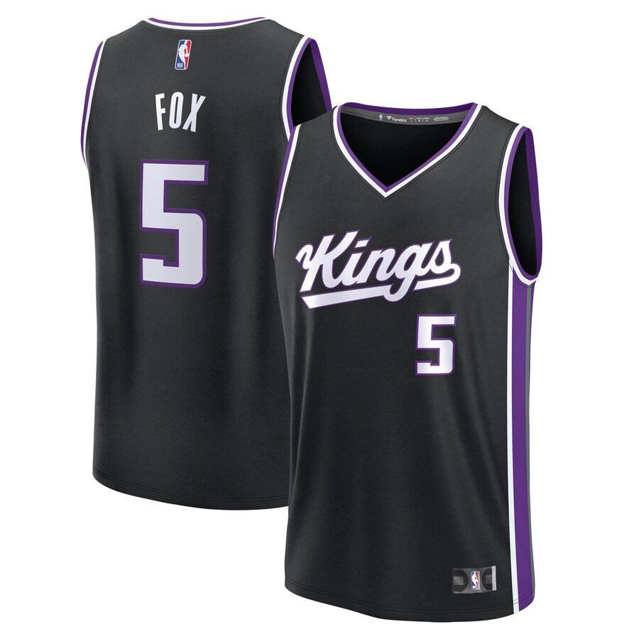 Men's Sacramento Kings De'Aaron Fox Fanatics Black Fast Break Replica Player Jersey - Icon Edition - Puhuasuan