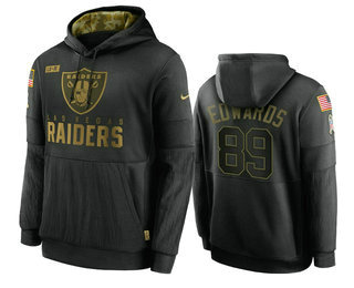 Men's Las Vegas Raiders #89 Bryan Edwards Black 2020 Salute To Service Sideline Performance Pullover Hoodie - Puhuasuan