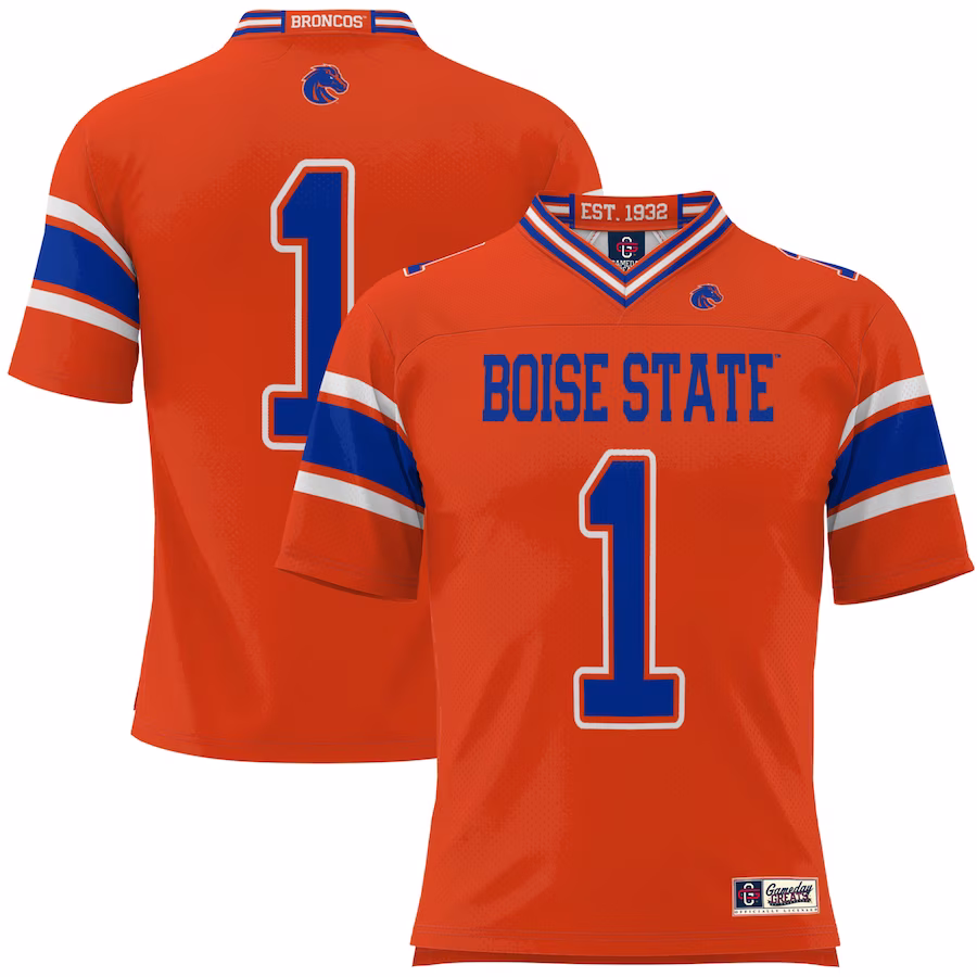 #1 Boise State Broncos GameDay Greats Football Jersey - Orange - Puhuasuan